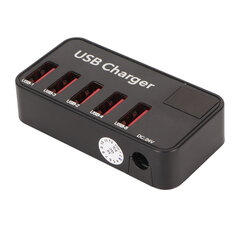 Pöytäkoneen USB-latausasema 5-porttia 48W 2,4A ylivirtasuojaus USB-pöytälaturi PC-puhelimelle 100-240V US-pistoke hinta ja tiedot | Adapterit | hobbyhall.fi