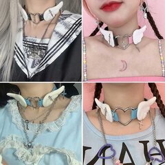 Hollow Out Heart Collar kaulakoru Angel Wings Choker kaulakoru ristiriipuksella hinta ja tiedot | Kaulakorut | hobbyhall.fi