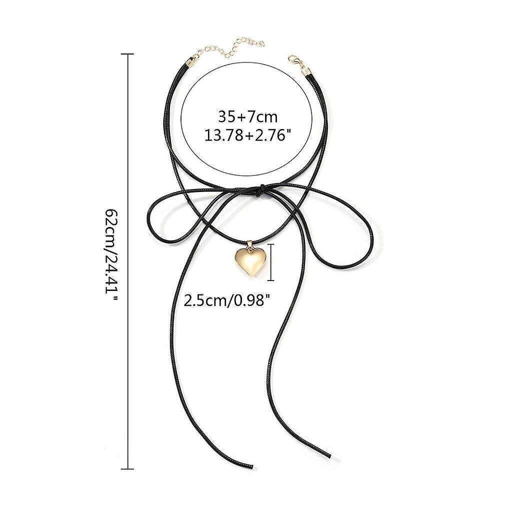 Säädettävä sydänriipus kaulakoru Love-charm Choker ketju naisille Bowknot hinta ja tiedot | Kaulakorut | hobbyhall.fi