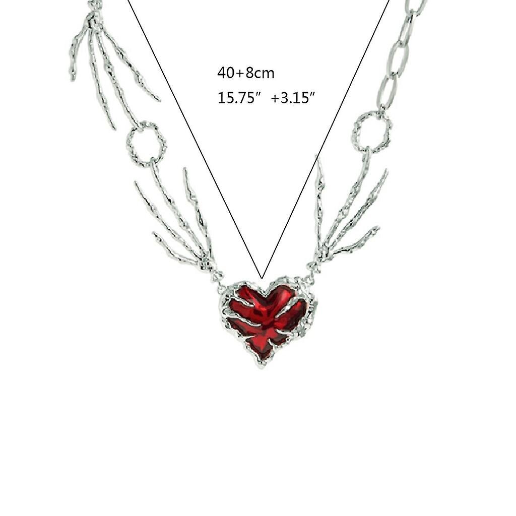 Heart Pendant kaulakoru Claw Chain Choker Gothic Red Heart Pendant Chokers hinta ja tiedot | Kaulakorut | hobbyhall.fi