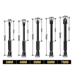 3/4/5/6/7mm Kulutusta kestävä ristiin kolmioporaan lasille/tiilelle/muoville hinta ja tiedot | Kaulakorut | hobbyhall.fi