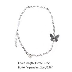 Butterfly Pearl Necklaces Paperclip Link Chain Riipus Klavicle Chain Decora hinta ja tiedot | Kaulakorut | hobbyhall.fi