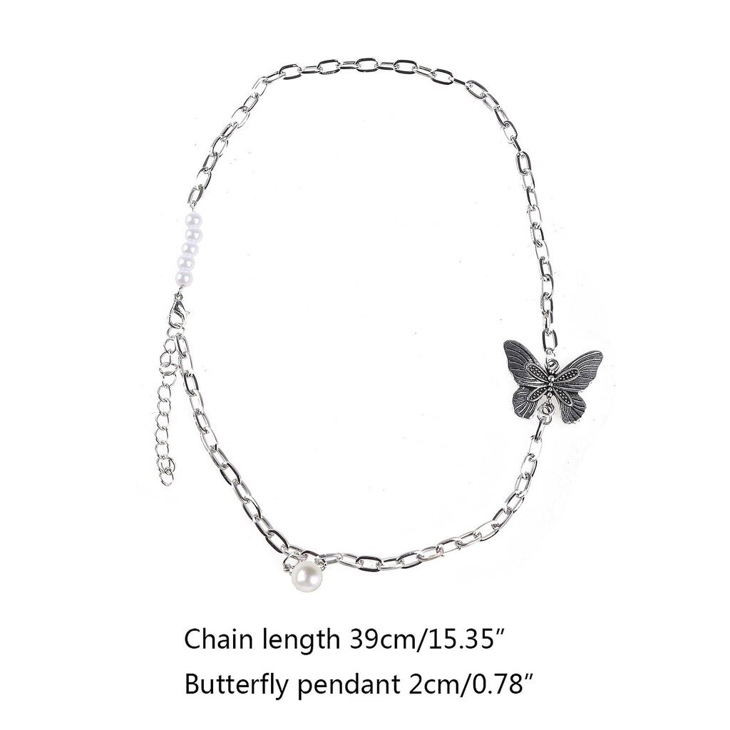 Butterfly Pearl Necklaces Paperclip Link Chain Riipus Klavicle Chain Decora hinta ja tiedot | Kaulakorut | hobbyhall.fi