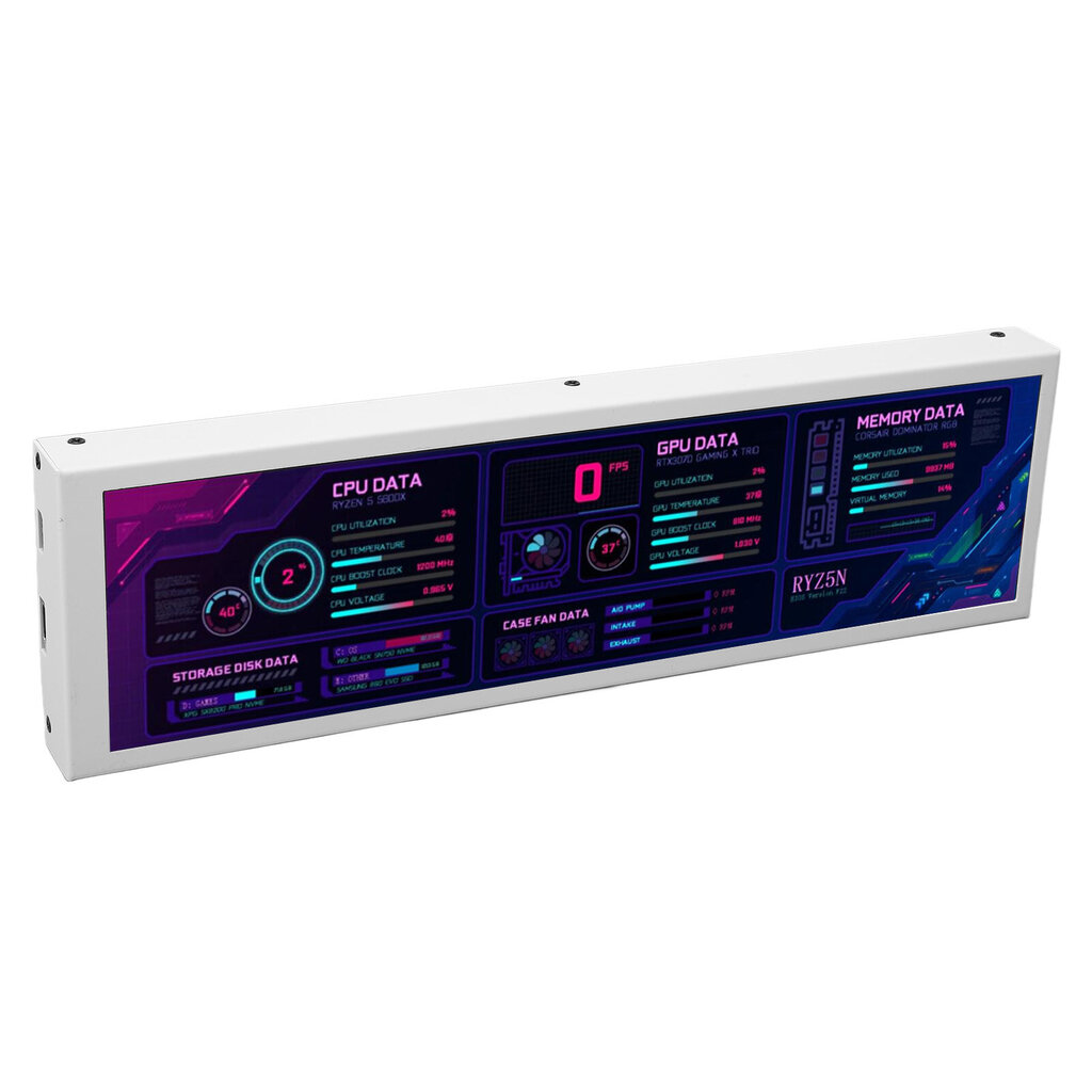 8,8 tuuman tietokoneen lämpötilanäyttö IPS 1920x480 60 Hz AIDA64:lle USB C Interface CPU GPU SSD Data lämpötilan näyttö Raspberry Pi Whitelle hinta ja tiedot | Näytöt | hobbyhall.fi