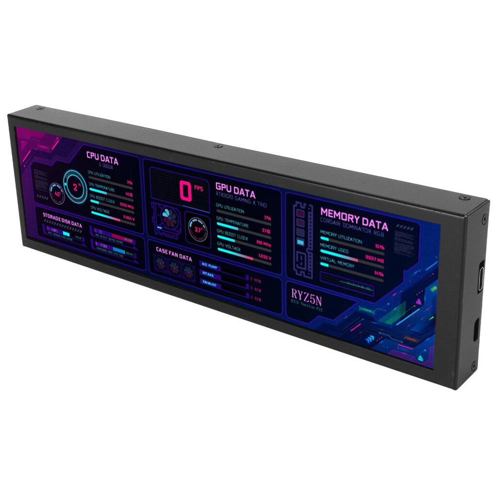 8,8 tuuman tietokoneen lämpötilanäyttö 1920 x 480 60 Hz AIDA64 CPU GPU SSD Data Temperature Monitor Raspberry Pi:lle Windows Black hinta ja tiedot | Näytöt | hobbyhall.fi