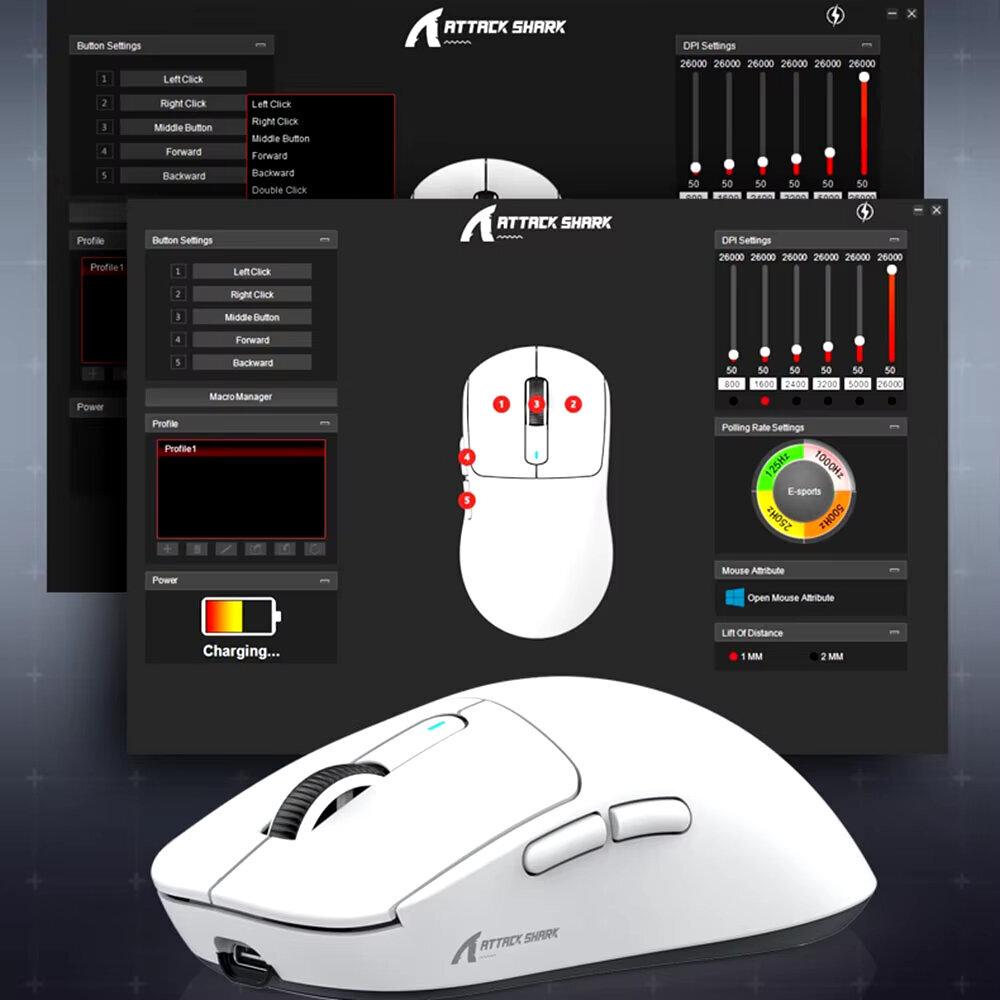 X3 Gaming Mouse Wireless ATTACK SHARK White Color 4K Returns,Bluetooth Tri-Mode Connection,PAW3395,Macro Bluetooth Mouse Gaming hinta ja tiedot | Hiiret | hobbyhall.fi