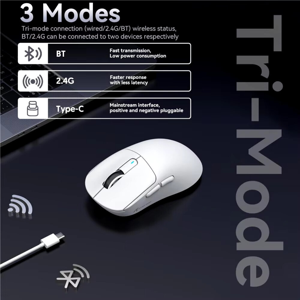 X3 Gaming Mouse Wireless ATTACK SHARK White Color 4K Returns,Bluetooth Tri-Mode Connection,PAW3395,Macro Bluetooth Mouse Gaming hinta ja tiedot | Hiiret | hobbyhall.fi