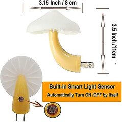 2 pakkauksen valonhallintasieni koristeellinen yövalo, pistokevaloanturi yövalaisin Led-valo syntymäpäivälahja (keltainen) hinta ja tiedot | Lastenhuoneen valaisimet | hobbyhall.fi