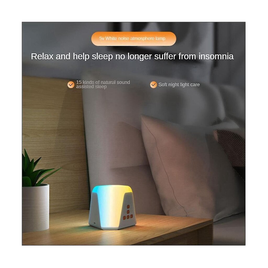 White Noise Sound Seitsemänvärinen Night Light Music Baby with Sleep Intelligent Sleep Instrument Valkoinen hinta ja tiedot | Lastenhuoneen valaisimet | hobbyhall.fi