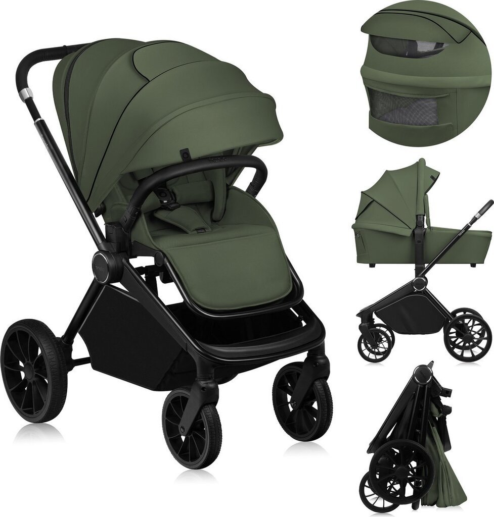 Lastenvaunut Lionelo Mika Plus 2in1, Green Olive hinta ja tiedot | Vaunut ja rattaat | hobbyhall.fi