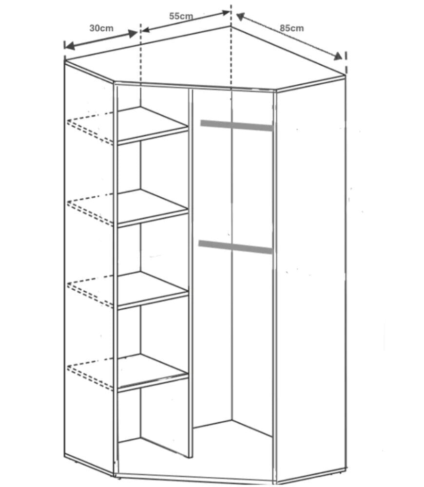 Kulmakaappi Szynaka Meble Clifton 14, valkoinen hinta ja tiedot | Kaapit | hobbyhall.fi