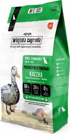 Wiejska Wiejska Zagroda Monoprotein Duck kuivaruoka koirille ankan kanssa, 6 kg hinta ja tiedot | Koiran kuivaruoka | hobbyhall.fi