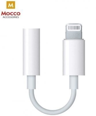 Mocco MMX62ZM/A (A1749) 3.5 mm to Lightning Audio Adapter for Apple iPhone 7 / 8 / 7 Plus / 8 Plus / X / XS / XR / XS MAX / White (Analog) hinta ja tiedot | Adapterit | hobbyhall.fi
