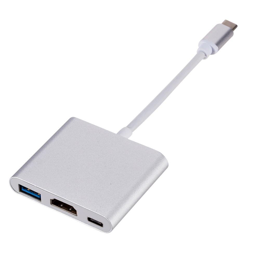 Roger Multimedia Adapteri Type-C -> HDMI (4K @ 30Hz, 1080P @ 60Hz) + USB 3.0, hopea hinta ja tiedot | Adapterit | hobbyhall.fi