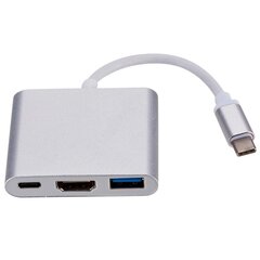 Roger Multimedia Adapteri Type-C -> HDMI (4K @ 30Hz, 1080P @ 60Hz) + USB 3.0, hopea hinta ja tiedot | Adapterit | hobbyhall.fi