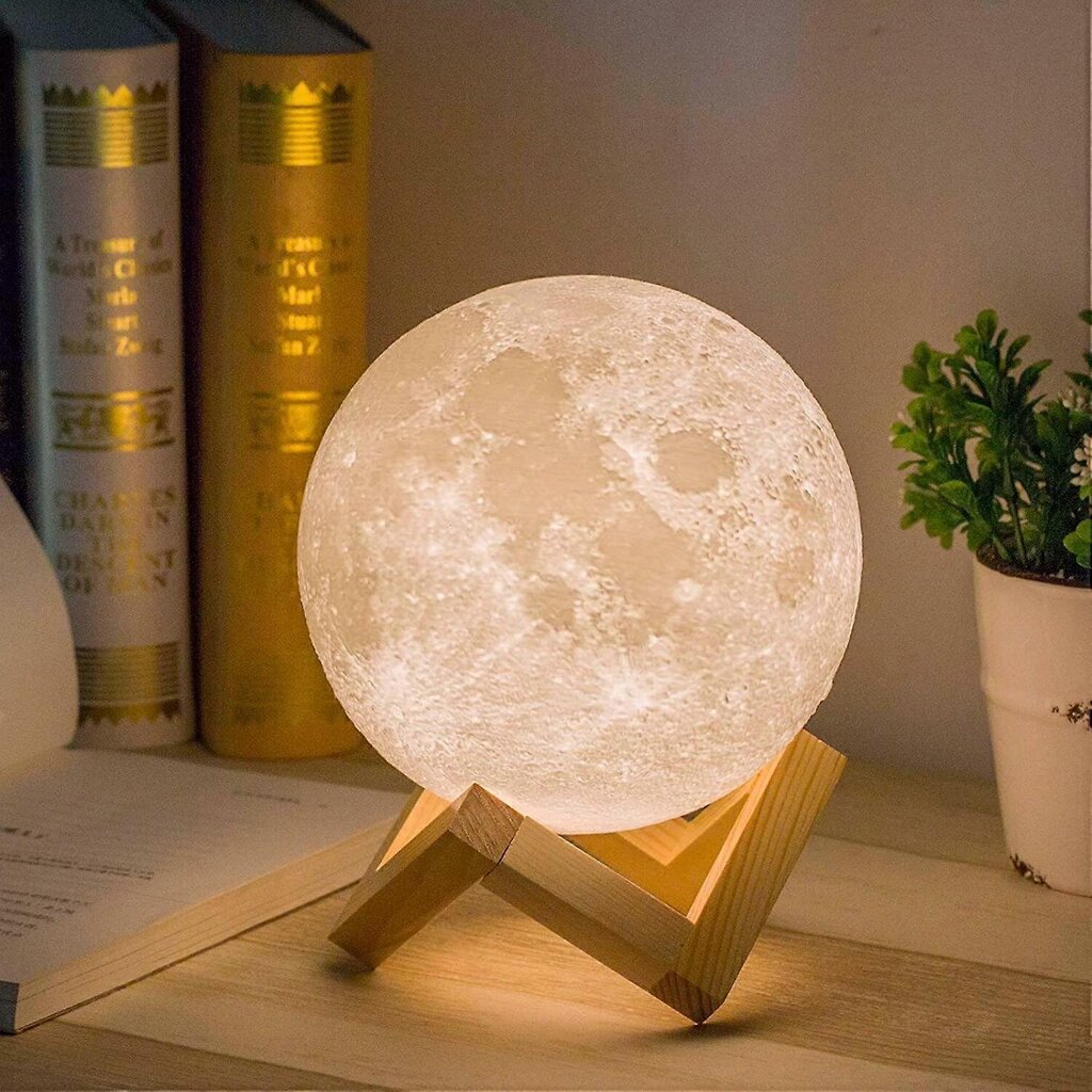 Moon Lamp Moon Light Night Light lapsille Lahja naisille USB-lataus ja kosketusohjauksen kirkkaus 3D-tulostettu lämmin ja viileä valkoinen kuulamppu (3,5 tuumaa moo hinta ja tiedot | Lastenhuoneen valaisimet | hobbyhall.fi