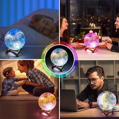 12 cm kuulamppu kaukosäätimellä, tähtitaivas koristevalo 3D Moon Art Led Rgb kuulamppu, kannettava yövalo himmennettävällä, 16 valon väri Chan hinta ja tiedot | Lastenhuoneen valaisimet | hobbyhall.fi