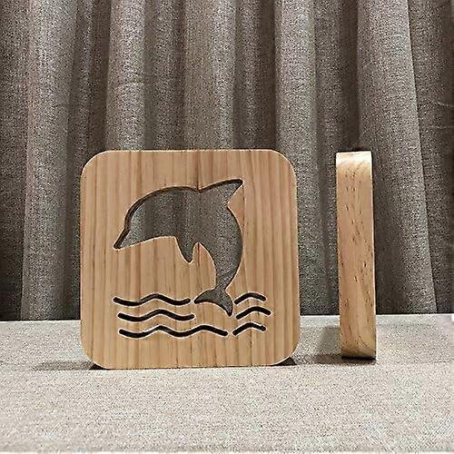 Creative 3D Dolphin Puinen Lamppu, LED Pöytävalo USB Virta Sarjakuva Nightlight Pöytävalaisin Kodin Makuuhuoneen Sisustuslamppu, Lahja lapsille Aikuiset Tytöt Pojat Makuuhuone hinta ja tiedot | Lastenhuoneen valaisimet | hobbyhall.fi