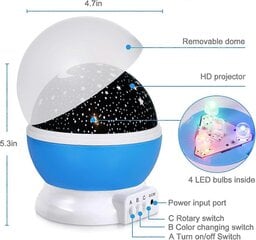 Vauvan yövalot, Moon Star -projektori 360 asteen kierto - 4 LED-lamppua 8 väriä vaihtavaa valoa, romanttinen yövalolamppu, ainutlaatuisia syntymälahjoja hinta ja tiedot | Lastenhuoneen valaisimet | hobbyhall.fi