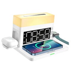 N65 15 W monitoiminen langaton laturi pöytälamppu herätyskello 6 in 1 pikalaturi IOS:lle Huawei Whitelle hinta ja tiedot | Puhelimen laturit | hobbyhall.fi