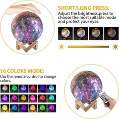 12 cm kuulamppu kaukosäätimellä tähtitaivas koristevalo 3D Moon Art LED RGB kuulamppu Kannettava yövalo himmennystoiminnolla 16 Color Chang hinta ja tiedot | Lastenhuoneen valaisimet | hobbyhall.fi