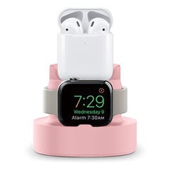 IOS-puhelimen nappikuulokkeille Kellon latausasema Monitoiminen silikonikuulokekellon lataustelakka IOS-puhelimelle Pink hinta ja tiedot | Puhelimen laturit | hobbyhall.fi