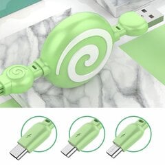 3 in 1 USB-laturikaapeli Lollipop Shape Joustava pikalatauspuhelinkaapeli IOS:lle Androidille Huawei Mint Greenille hinta ja tiedot | Puhelimen laturit | hobbyhall.fi