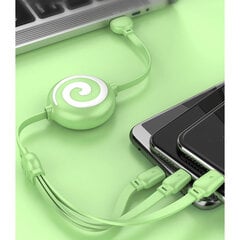 3 in 1 USB-laturikaapeli Lollipop Shape Joustava pikalatauspuhelinkaapeli IOS:lle Androidille Huawei Mint Greenille hinta ja tiedot | Puhelimen laturit | hobbyhall.fi