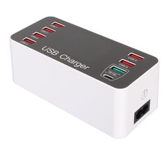 8-porttinen Smart Fast Desktop Hub LED-näytöllä 100?240V QC 3.0 USB Type C Universal Travel Charger Hub puhelimen kaiuttimille UK Plug hinta ja tiedot | Adapterit | hobbyhall.fi