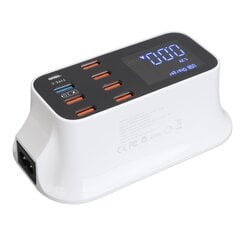 USB-latausasema 8 porttia latauskeskitin 40W USB3.0 Type C LED-näyttö Piirin suojaus puhelintableteille 100-240V US-pistoke hinta ja tiedot | Adapterit | hobbyhall.fi