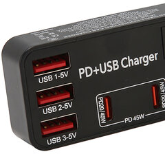 5-porttinen USB-latauskeskitin Pikalataus Mini PD Multi Port Power Stock Latausasema kannettaville älypuhelimille AC 100-240V US Plug hinta ja tiedot | Adapterit | hobbyhall.fi