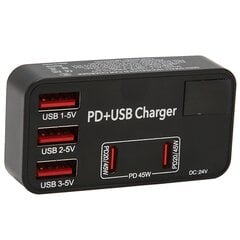 5-porttinen USB-latauskeskitin Pikalataus Mini PD Multi Port Power Stock Latausasema kannettaville älypuhelimille AC 100-240V US Plug hinta ja tiedot | Adapterit | hobbyhall.fi