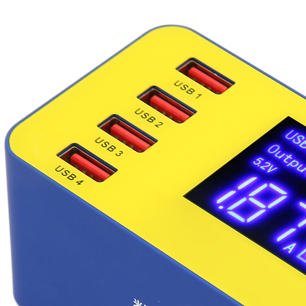 8-porttinen latausasema 40 W pikalataus moniporttinen USB-keskitinlaturi LCD-digitaalinäytöllä 100-240V EU-pistoke hinta ja tiedot | Adapterit | hobbyhall.fi