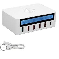 WLX-818F langaton älykäs USB-näyttölaturi 6-porttinen 40 W pikalaturi LED-näytöllä Monitoiminen latauspää (US Plug) hinta ja tiedot | Adapterit | hobbyhall.fi