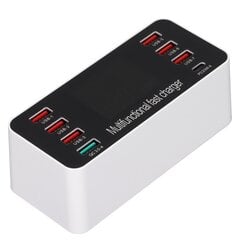 60 W usean USB-laturin 8-porttinen pöytälatausasema, jossa pikalataus 3.0 USB-portti Type C -portti ja LCD-näyttö 100?240VUK-pistoke hinta ja tiedot | Puhelimen laturit | hobbyhall.fi