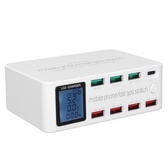 WLX?818D 100W 8-porttinen USB-laturiasema iPhone-puhelimille Moniporttinen LCD-näyttölaturiUS-pistoke hinta ja tiedot | Puhelimen laturit | hobbyhall.fi