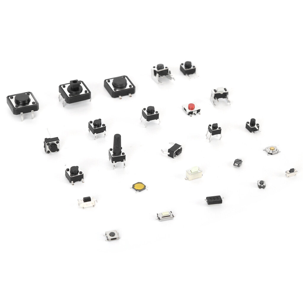 Kosketusnäppäinkytkimet 25 arvoa 12V 50mA Micro Momentary Tact Assortment Kit 125 kpl hinta ja tiedot | Kytkimet ja pistorasiat | hobbyhall.fi