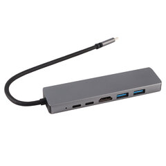 Kevyt harmaa metalli 6 In-1 USB C - Type C 3 USB3.0 Hub HDMI Rj45 Ethernet Mini SDTF OTG -sovitin hinta ja tiedot | Kannettavien tietokoneiden lisätarvikkeet | hobbyhall.fi