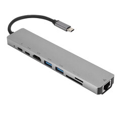 8 in 1 USB C - Type C 3 USB 3.0 Hub Dock Station HDMI RJ45 Ethernet TF OTG -sovitin hinta ja tiedot | Kannettavien tietokoneiden lisätarvikkeet | hobbyhall.fi