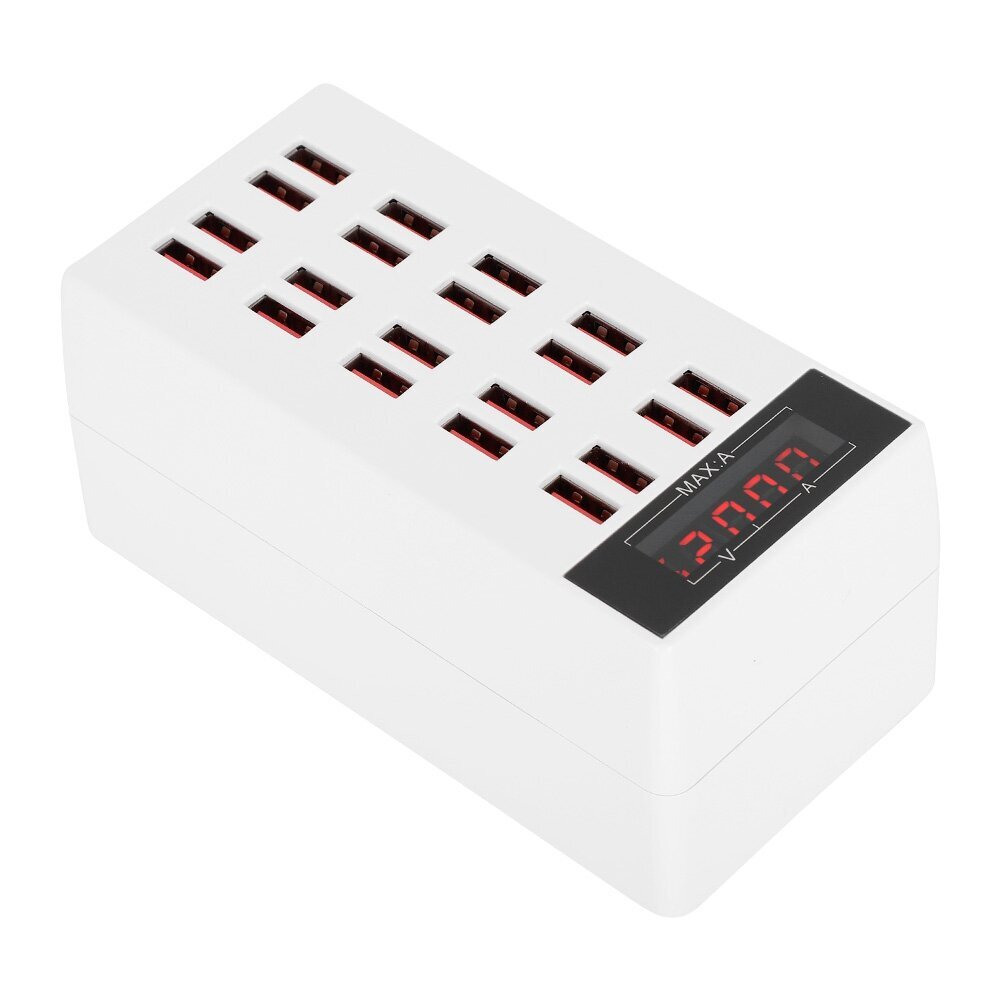 20-porttinen laturi USB-latausasema Älykäs 100 W:n jakelu tabletille/matkapuhelimelle (AC100-240V) (valkoinen【EU】) hinta ja tiedot | Kannettavien tietokoneiden lisätarvikkeet | hobbyhall.fi