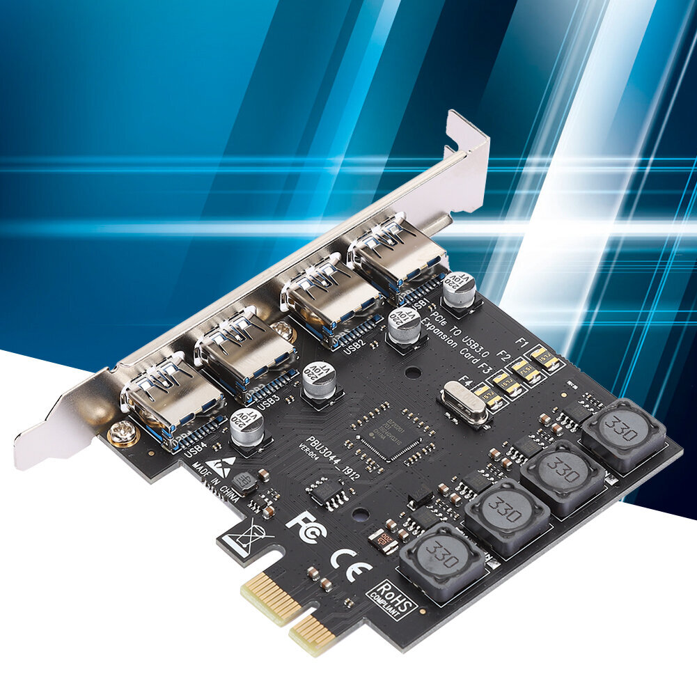 PC-laajennuskortti USB 3.0 PCI E 4 -porttinen sovitin NEC Chip High Speed -siirtonopeudelle hinta ja tiedot | Kannettavien tietokoneiden lisätarvikkeet | hobbyhall.fi