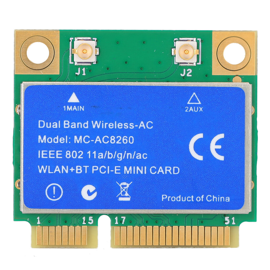 MINI PCIE Card 1200M Dual Band 2,4GHz/5GHz Langaton verkkokortti 8260 WLAN+BT 2in1 MC8260 hinta ja tiedot | Kannettavien tietokoneiden lisätarvikkeet | hobbyhall.fi