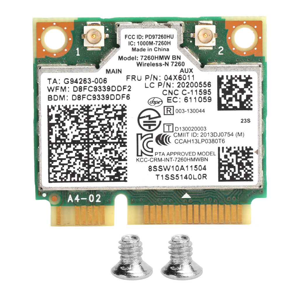 Langaton Mini PCIE Wifi -kortti BT 4.0 Intel 04x6011 04w3815/Lenovo k4350 k4250 7260HMW bn hinta ja tiedot | Kannettavien tietokoneiden lisätarvikkeet | hobbyhall.fi