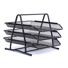 Office File Tray Organizer Vakaa paksunnettu lanka 3-kerroksinen työpöydän säilytyshylly, musta hinta ja tiedot | Kirjoitusvälineet | hobbyhall.fi