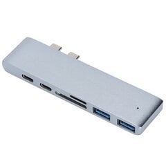 Telakointiasema 7 in 2 Silver Mini USB 3.1 Multiport Docking Station Hub Macbookille hinta ja tiedot | Kannettavien tietokoneiden lisätarvikkeet | hobbyhall.fi