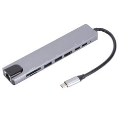 Moniporttinen USB-keskitin 8 in 1 Type C - HD Multimedialiitäntä USB3.0 USB C RJ45 Muistikortti USB C -keskitin hinta ja tiedot | Kannettavien tietokoneiden lisätarvikkeet | hobbyhall.fi