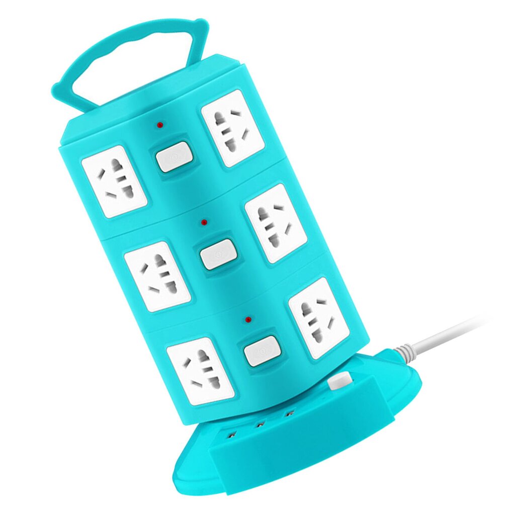 Power Strip Tower -tyyppinen monitoimipistorasia Pistorasia Ylikuormitussuoja Kannettava virtapistoke USB-portilla 220V 10A Peacock Green 3-kerroksinen hinta ja tiedot | Muuntimet ja invertterit | hobbyhall.fi