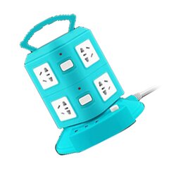 Power Strip Tower -tyyppinen monitoimipistorasia Pistorasia Ylikuormitussuoja Kannettava virtapistoke USB-portilla 220V 10A Peacock Green 2 Layer hinta ja tiedot | Muuntimet ja invertterit | hobbyhall.fi