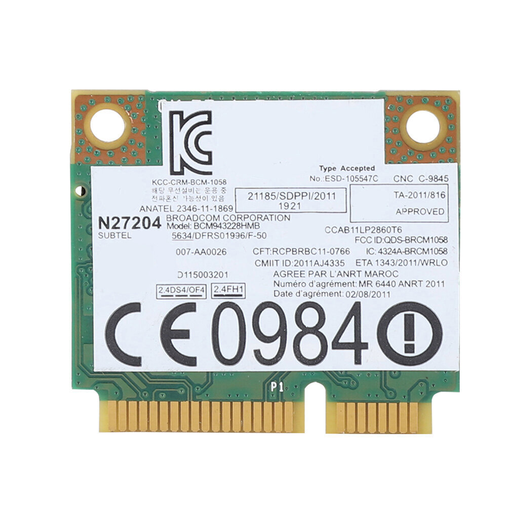 BCM943228HMB Dual Band 300M Mini PCI-E -verkkokortti Lenovo PC:lle 04W3746 hinta ja tiedot | Kannettavien tietokoneiden lisätarvikkeet | hobbyhall.fi