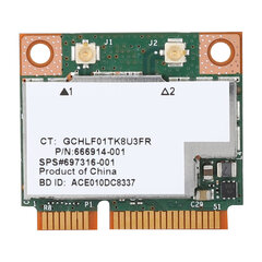 HP:lle Broadcom BCM943228HMB Dual Band 300M Mini PCI-e langaton LAN-kortti Bluetooth 4.0:lla hinta ja tiedot | Kannettavien tietokoneiden lisätarvikkeet | hobbyhall.fi